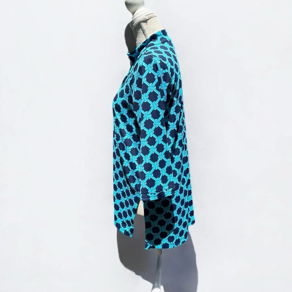 🌻 Lulu-B Blue Medallion Tunic Top Size Small - Picture 3 of 7